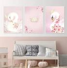 Conjunto 5 Quadros Decorativos Flores Rosa Cisney Coroa"