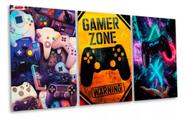 Conjunto 5 Quadros Decorativos Gamer Jogos Video Games Controle"