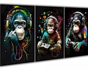 Conjunto 5 Quadros Decorativos Gangue Dos Macacos Colorido"