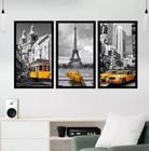 Conjunto 5 Quadros Decorativos Grandes Cidades Amarelo"