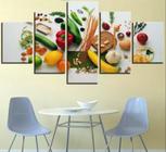 Conjunto 5 Quadros Decorativos hortifruti legumes"