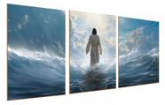 Conjunto 5 Quadros Decorativos Jesus Cristo Fé Bíblia Deus"