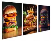 Conjunto 5 Quadros Decorativos Lanche Lanchonete Burguer Food"