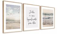 Conjunto 5 Quadros Decorativos Paisagem Praia Frase Casal Bege"