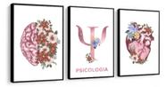 Conjunto 5 Quadros Decorativos Psicologia Rosa Flores Frase"