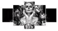 Conjunto 5 Quadros Decorativos tattoo mulheres