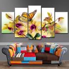 Conjunto 5 Quadros Flores Borboleta "