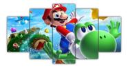 Conjunto 5 Quadros Mosaico Super Mario Bross Filme Cinema "