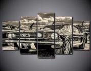 Conjunto 5 Quadros Mustang Carro Antigo"