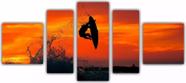 Conjunto 5 Quadros Por Do Sol Surf "