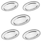 Conjunto 5 Travessa Oval Inox Rasa 27Cm Profissional Bandeja