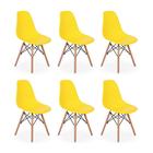Conjunto 6 Cadeiras Charles Eames Eiffel Wood Base Madeira - Amarela