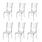 Conjunto 6 Cadeiras cromadas para cozinha Kiara Super resistente-Assento branco
