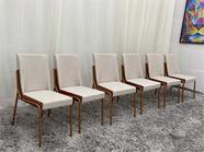 Conjunto 6 Cadeiras de Jantar Areia Tela Al Rose Mona