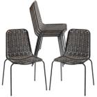 Conjunto 6 Cadeiras de Jantar Topázio Artesanal em Fibra Sintética para Varanda, Área Gourmet, Edícula - Pedra Ferro