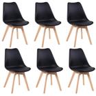 Conjunto 6 Cadeiras para Sala de Jantar Eames Leda Estofadas Preto