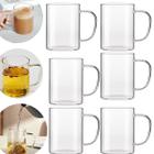 Conjunto 6 Caneca De Vidro Transparente Grande 300ml Para Bebida Quente E Gelada, Café Chá Suco Cerveja Chopp, Kit Copos Diferente