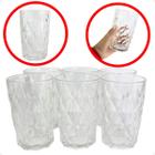 Conjunto 6 Copos 370ml Vidro Luxo com Design Diamante Jantar Mesa Água Suco