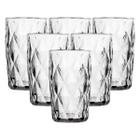 Conjunto 6 Copos de Vidro Diamond Transparente Alto Grande 350ML Linha Cristal Luxo Elegante