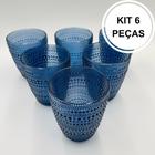 Conjunto 6 copos de vidro Pérola Azul 300ml - KHM