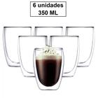 Conjunto 6 Copos Duplo de Vidro Copo Parede Dupla 350 ml Café Expresso Cerveja Chopp Chá