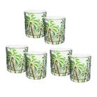 Conjunto 6 Copos Palm Tree De Vidro Tropical Coqueiros Kit