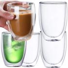 Conjunto 6 Copos Parede Dupla De Vidro Transparente Grande 450ml Para Bebida Café Chá Suco Cerveja Chopp Copo Duplo Isolante KIT 6 Copos