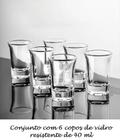 Conjunto 6 copos shot vidro 40ml para degustação licores, cachaça, tequila, bebidas quentes