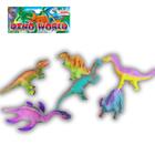 Conjunto 6 Dinossauros Grandes Emborrachados Coloridos Jurassic Park - Brinquedo Infantil Divertido Praia Kid