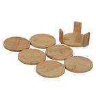 Conjunto 6 Porta Copo de Bambu Com Suporte Apoio Drinks - Quality House