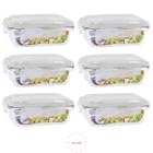 Conjunto 6 Pote 1040ml Hermético Vidro Marmita Com 4 Travas