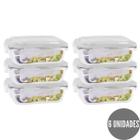 Conjunto 6 Potes 1040ml Hermético Vidro Tampa Mantimentos