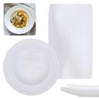 Conjunto 6 Pratos Fundos Brancos 22,5 Cm Delicado + Travessa Curva 30 Cm Melamina / Plastico Bestfer