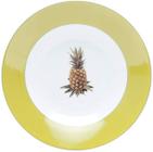 Conjunto 6 Pratos Fundos de Porcelana Pineapple Amarelo/Branco 20cm