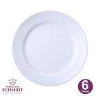 Conjunto 6 Pratos Rasos Branco Cilíndrica Porcelana Schmidt - Porcelanas Schmidt