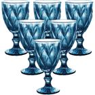 Conjunto 6 Taças Diamante Em Vidro Azul Royal 340ml - Best Kaza