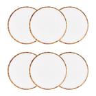 Conjunto 6 Unidades De Prato Para Sobremesa Doce De Melamina Com Borda Bambu
