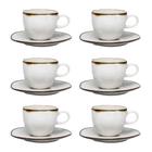 Conjunto 6 xícaras 220 ml com pires oxford maresia porcelana