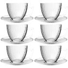 Conjunto 6 Xícaras de Chá com Pires 230ml Transparente Graffiato - Haüskraft