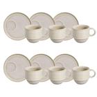 Conjunto 6 Xícaras De Chá Com Pires Linhas Latte 230ml - Porto Brasil