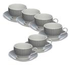 Conjunto 6 Xícaras de Chá com Pires Porcelana Lisboa 160ml JGCH061 - Hauskraft