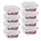 Conjunto 8 Potes Quadrado 320 ml Marmita Fit 4 Travas