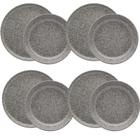 Conjunto 8 Pratos Flat Gray 4 Rasos 4 Fundos