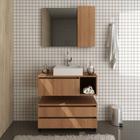 Conjunto 80cm Gabinete para Banheiro Fixo/Móvel com Espelheira e Cuba BN3616 Tecno Mobili
