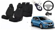 Conjunto Aconchego Premium Sandero 2016-2024 + Volante + Chaveiro Tecido