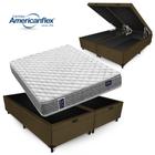 Conjunto Amx FOAM Espuma D33 Americanflex Double Face Box Baú Max Blindado Suede Marrom Queen Size 158x198x66cm