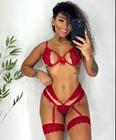 Conjunto Anastacia sensual. Com perneira e renda