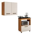 Conjunto Armário Aéreo 2 Portas e Balcão para Cooktop 5 Bocas 1 Porta Basculante - Kaiki Móveis