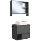 Conjunto Armario e Gabinete Com Cuba 60cm Mel Grafite PRODDY - Milani Store