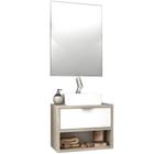 Conjunto Banheiro Gabinete 60cm 01 Gaveta Com Cuba E Espelho Malta B06 Barrique Branco - Lyam Decor